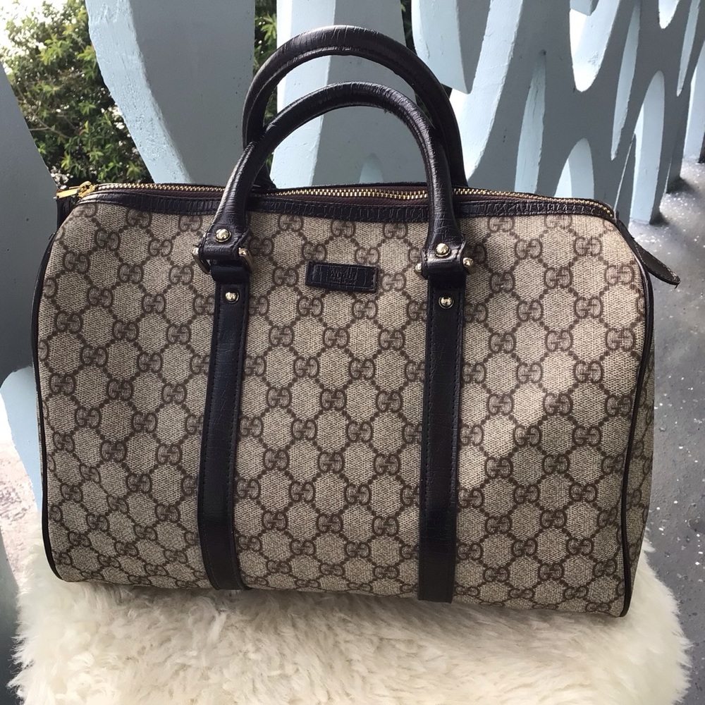 Authentic Gucci Monogram GG Plus Boston Top Zip Tote - Picture 1 of 16
